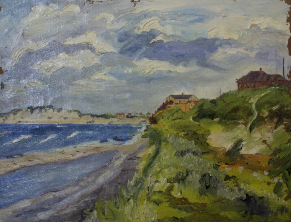 Klitmøller, Thy. Thisted. Malet af Lyngbymaleren Anker Legaard cirka 1960 - 98