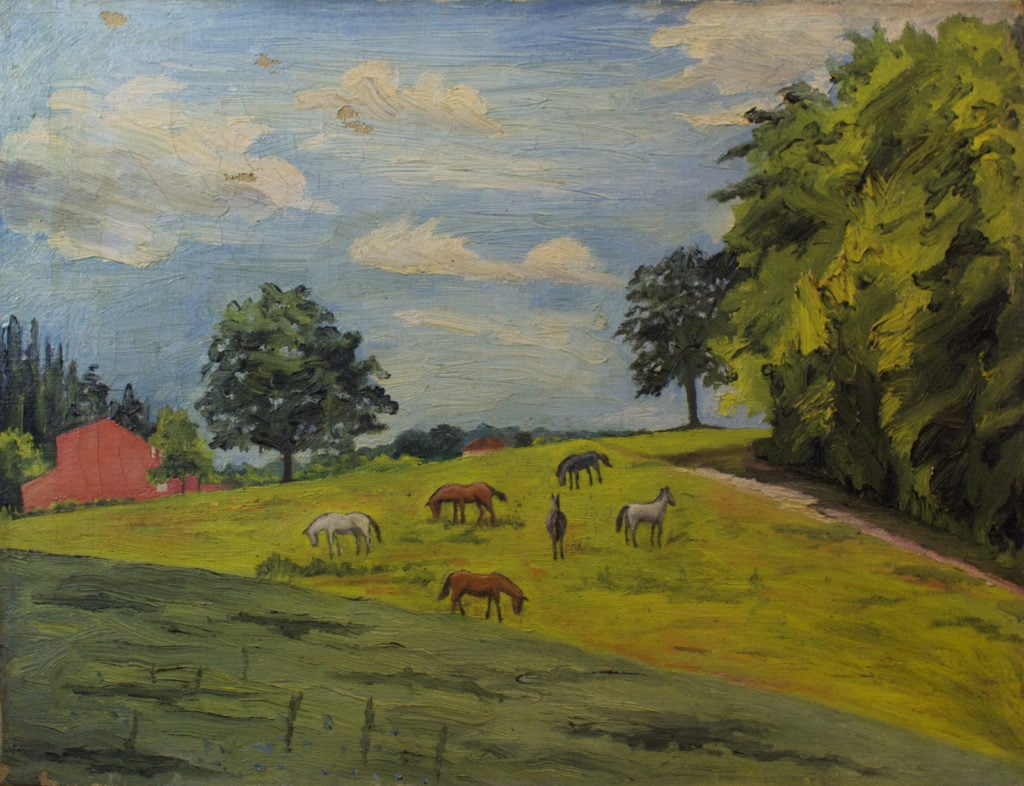 Grønningen mellem Kulsviervej, Lystoftevej og Granparken i Lundtofte-Ørholm. Malet af Lyngbymaleren Anker Legaard - 33