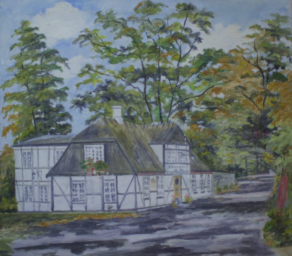 Dyrehaven og Strandvejen, Studenterkilden. Malet i 1950erne af Lyngbymaleren Anker Legaard - 89