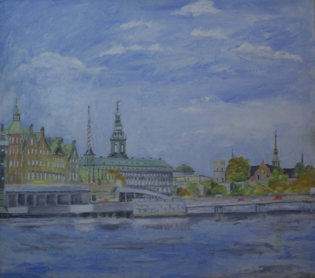 Slotsholmen og Holmens Kirke, København. Malet af Lyngbymaleren Anker Legaard - 50