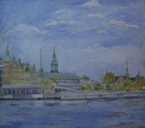 Slotsholmen og Holmens Kirke, København. Malet af Lyngbymaleren Anker Legaard - 50