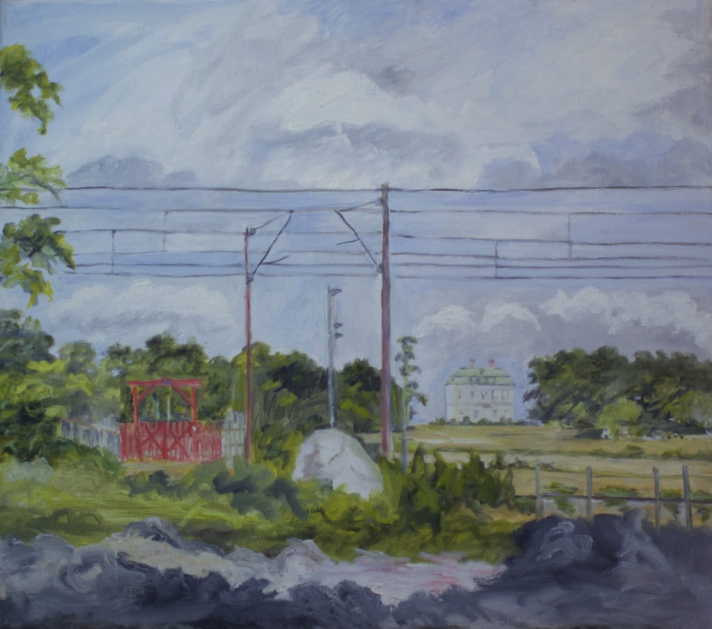 Dyrehaven. Eremitageslottet set fra Strandvejen. Malet af Lyngbymaleren Anker Legaard - 49