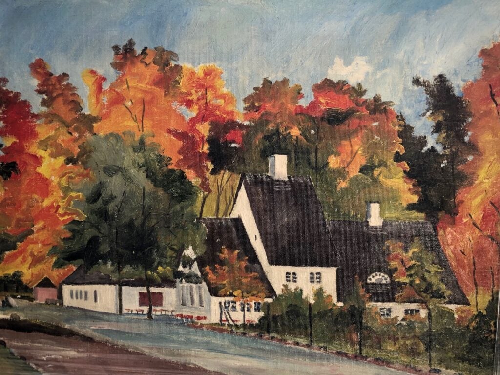 Lyngbymalerens bedste - her ser du Lyngbymalerens efterårsudgave af Peter Lieps Hus i Dyrehaven. I PRIVAT EJE.