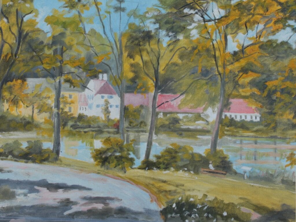 Raadvad set fra Raadvad Kro. Lyngbymalerens bedste - I privat eje